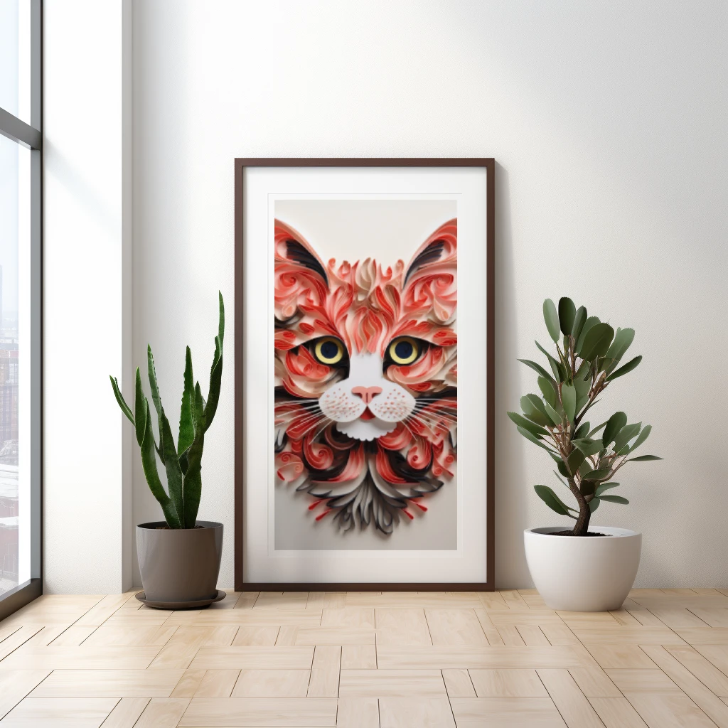 3D kat gemaakt van papier poster