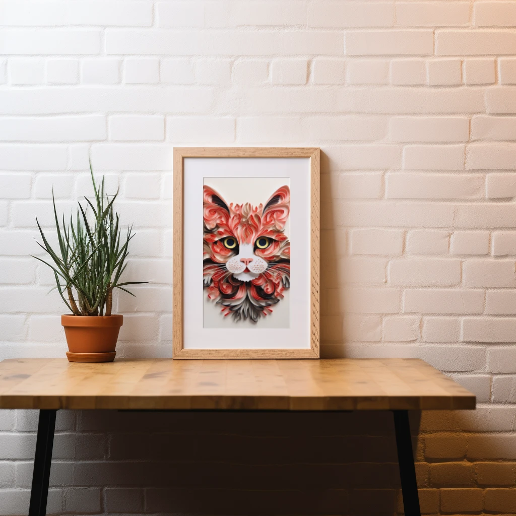 3D kat gemaakt van papier poster