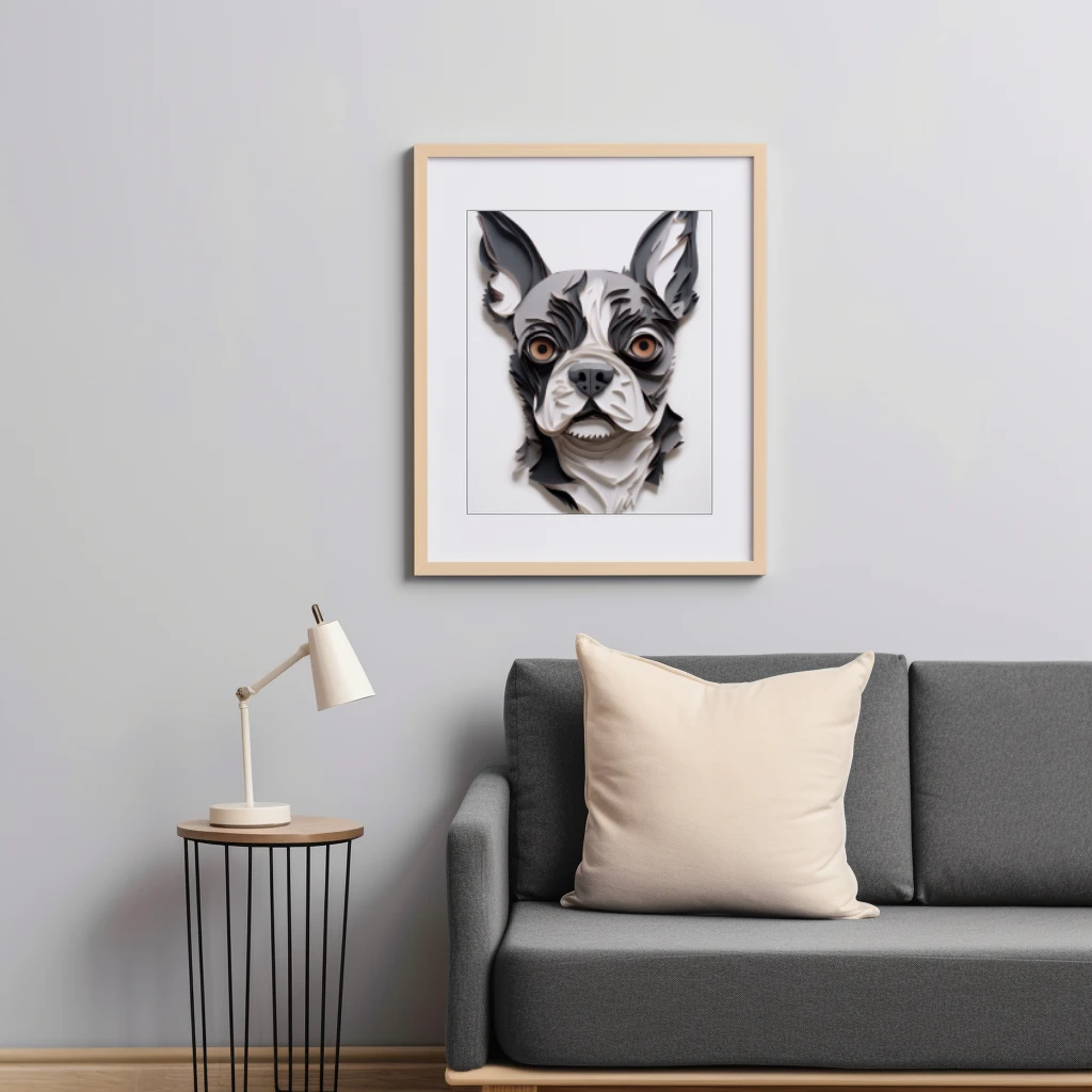 3D hond gemaakt van papier poster