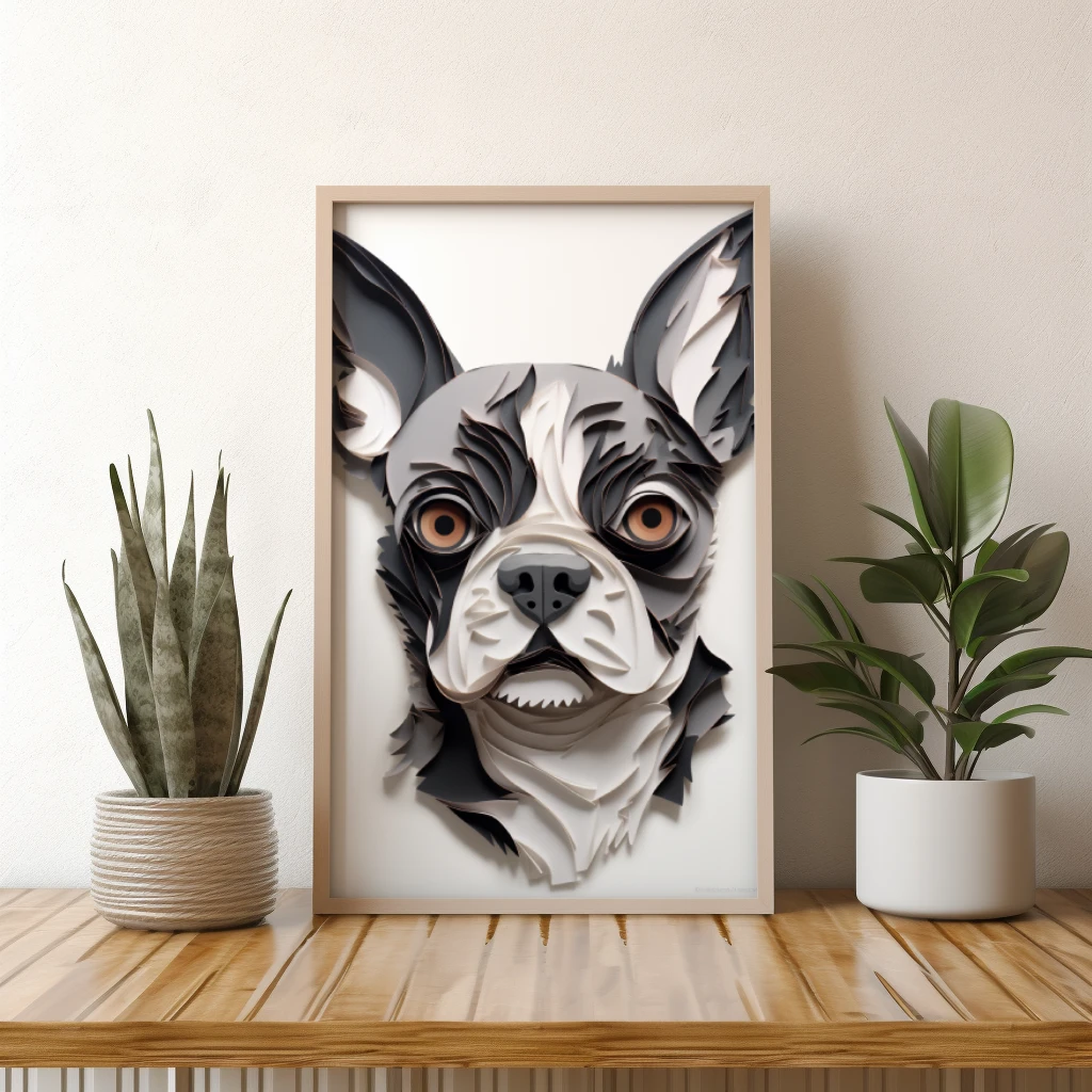 3D hond gemaakt van papier poster