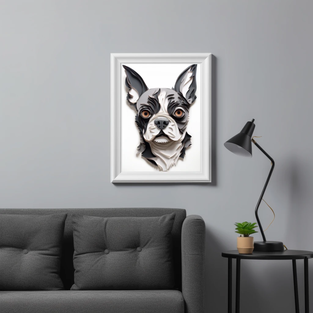 3D hond gemaakt van papier poster