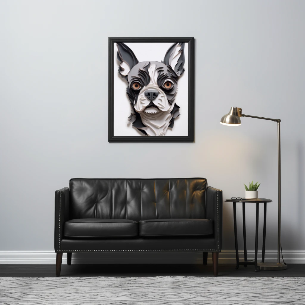 3D hond gemaakt van papier poster