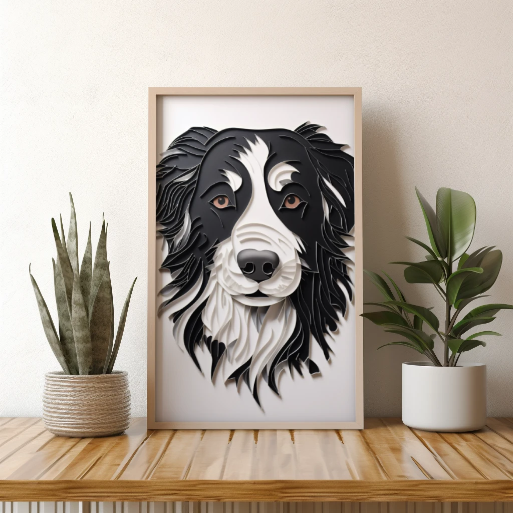 3D hond gemaakt van papier poster