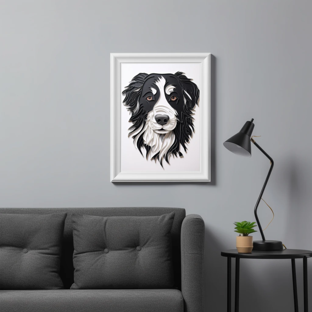 3D hond gemaakt van papier poster