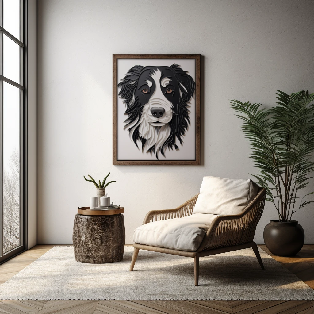 3D hond gemaakt van papier poster