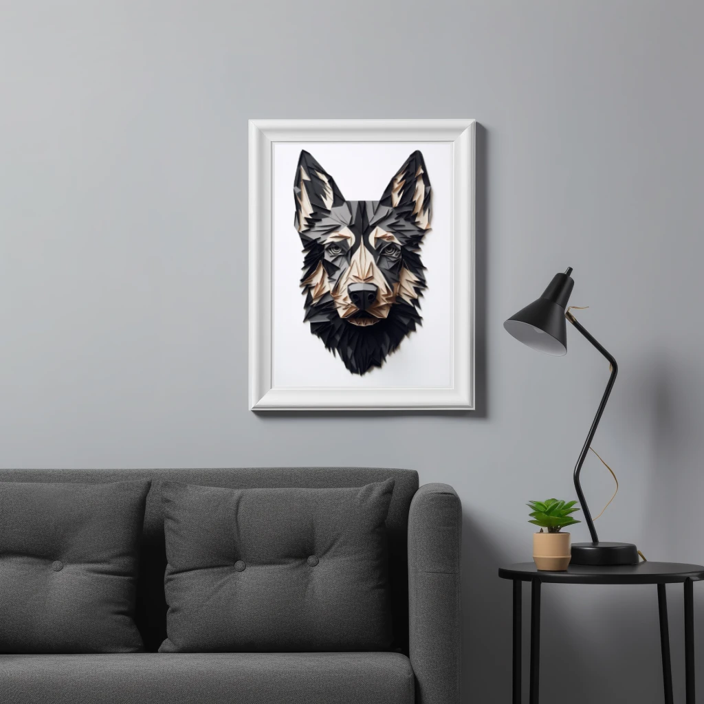 3D hond gemaakt van papier poster