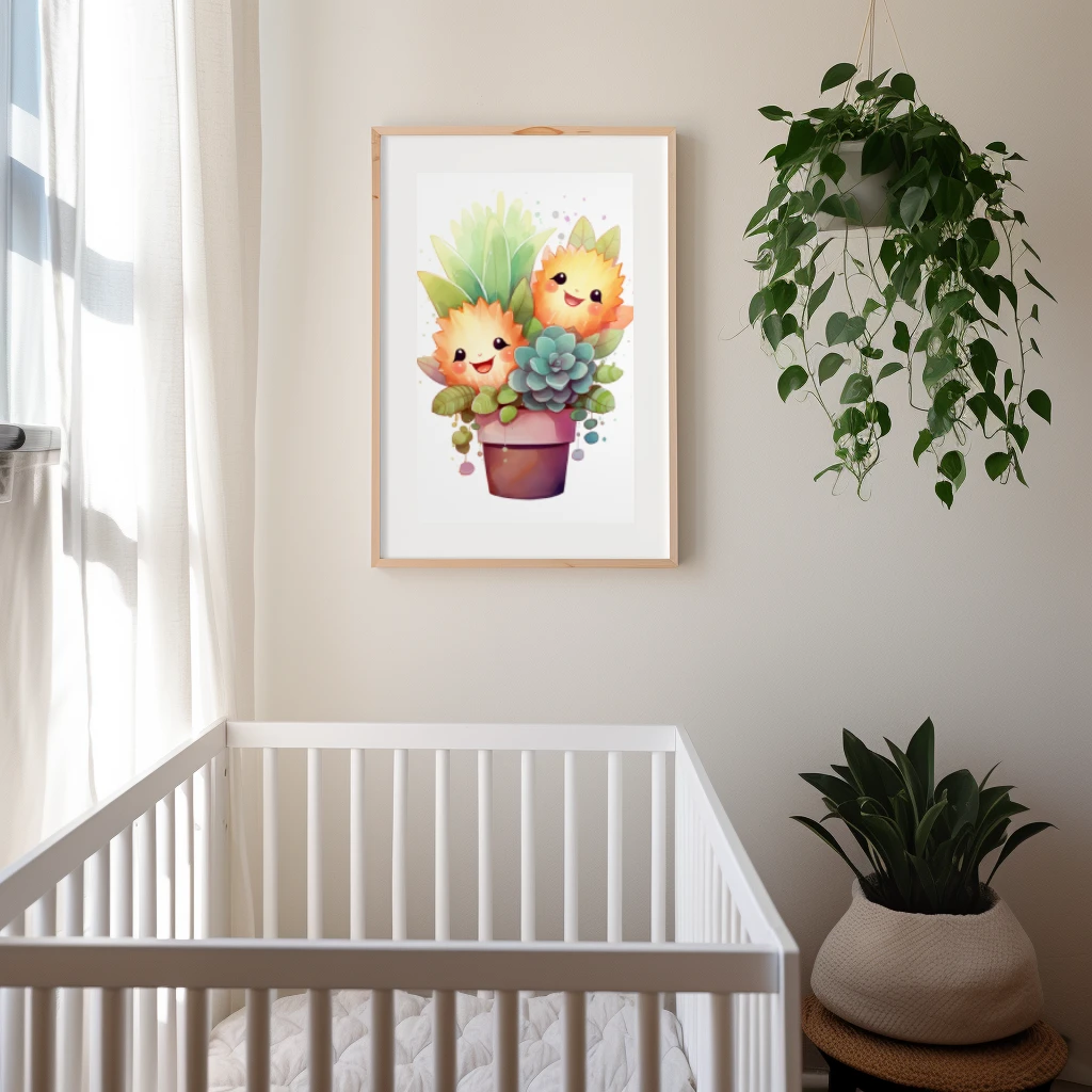 Twee lachende planten in een pot poster