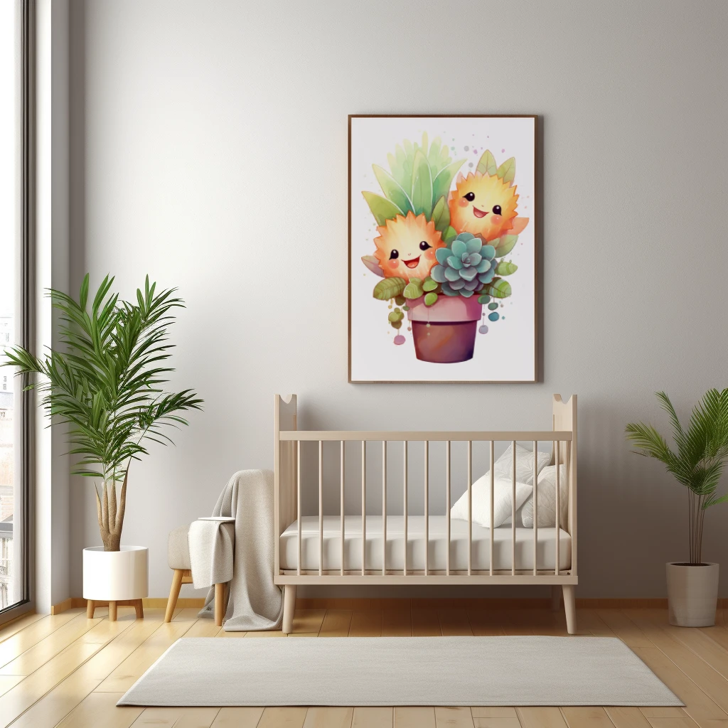 Twee lachende planten in een pot poster