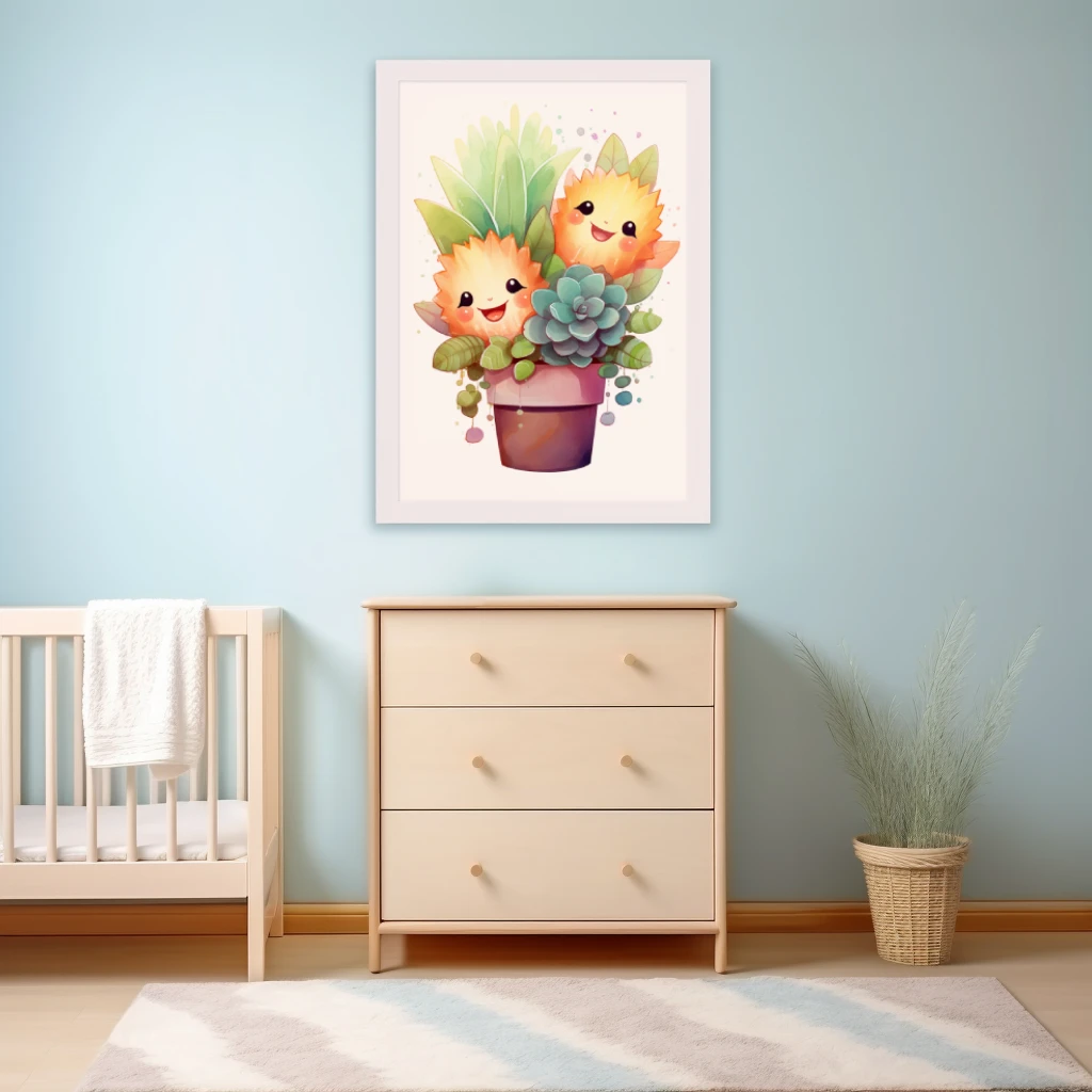 Twee lachende planten in een pot poster