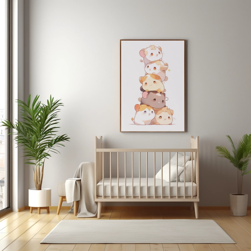 Snoezige stapel van hamsters poster