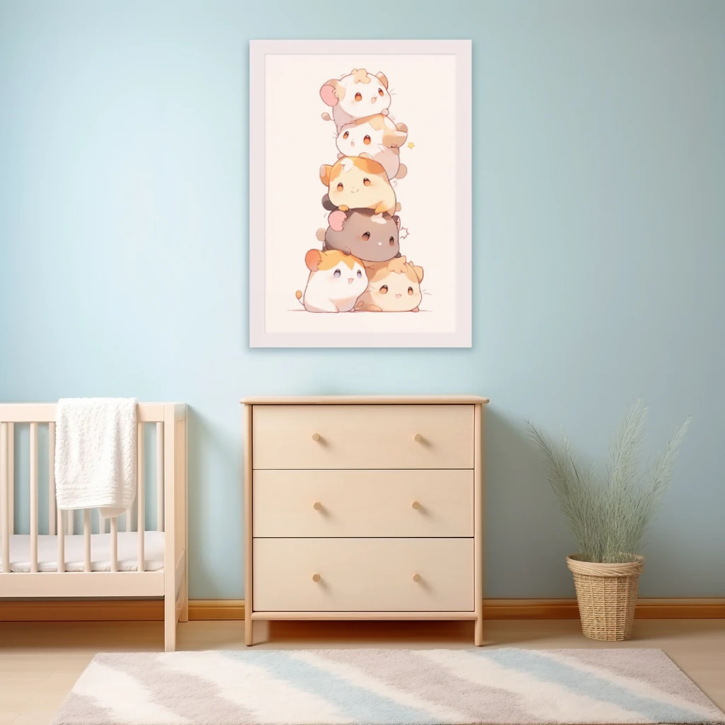 Snoezige stapel van hamsters poster