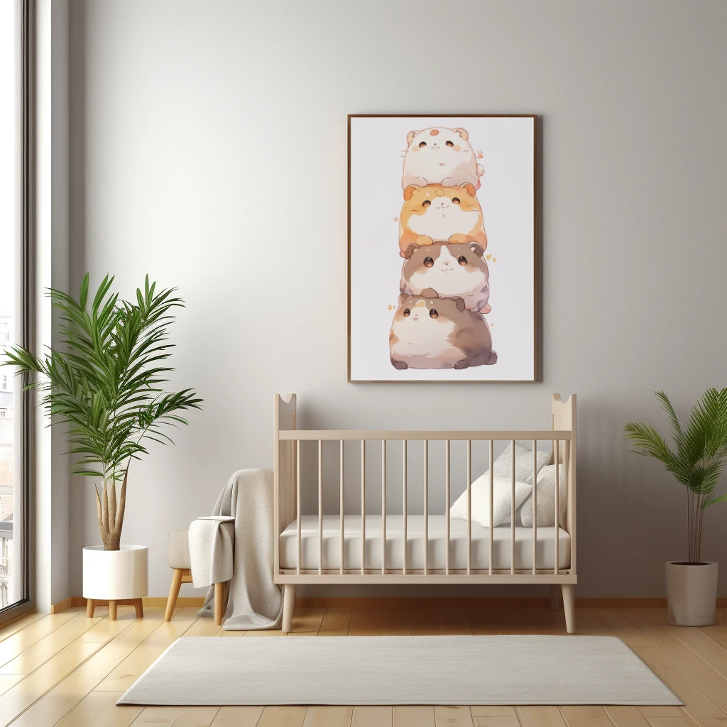 Schattige stapel van hamsters poster