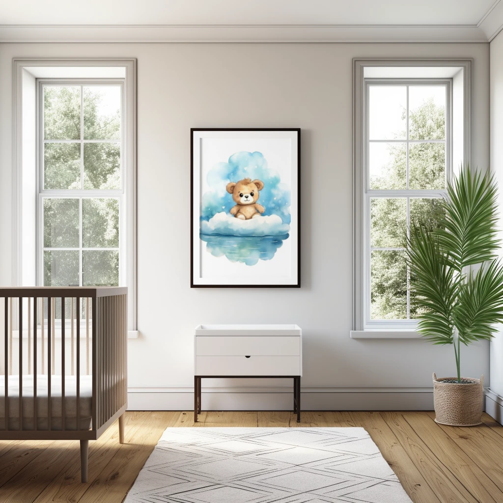 Lieve teddybeer op een wolk poster