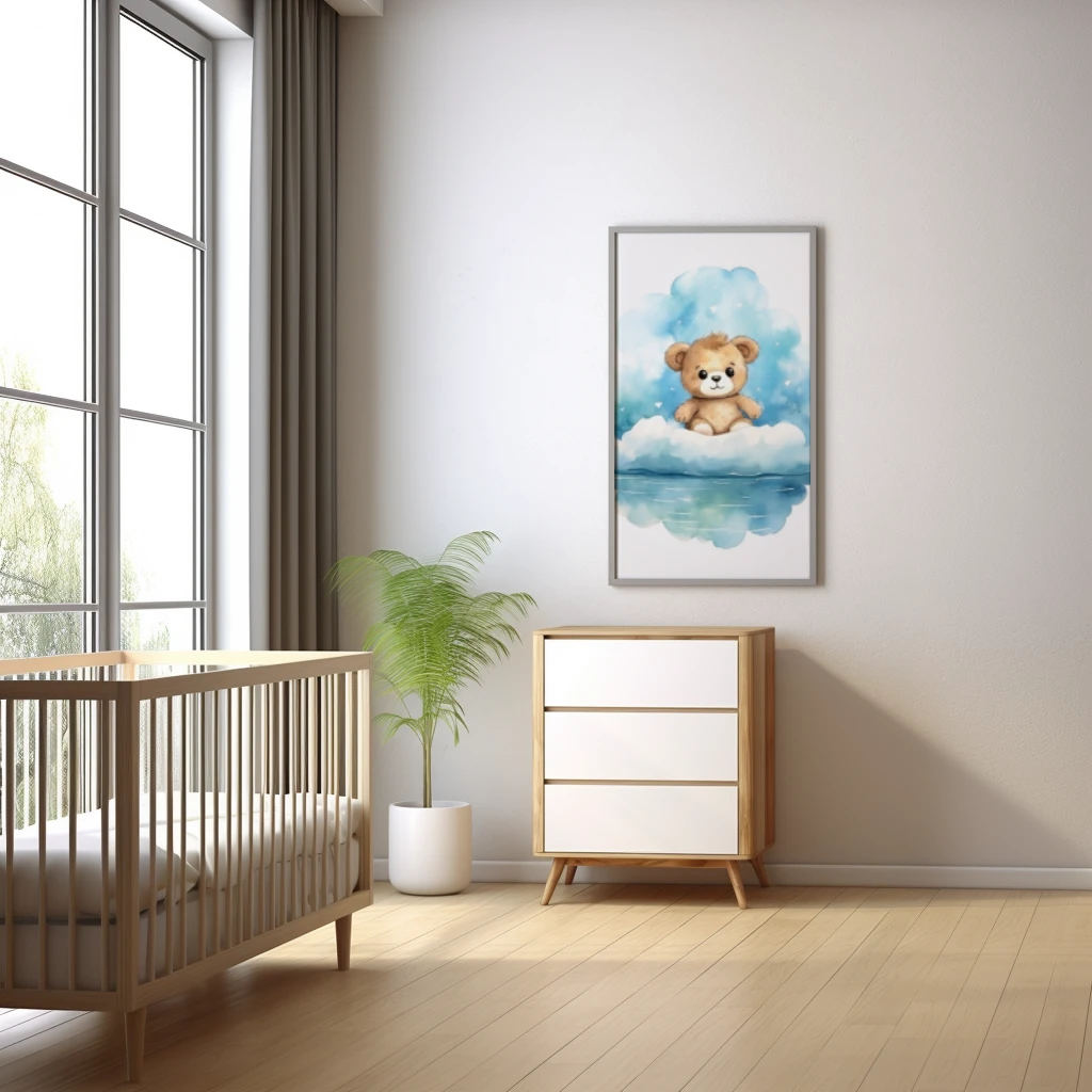 Lieve teddybeer op een wolk poster