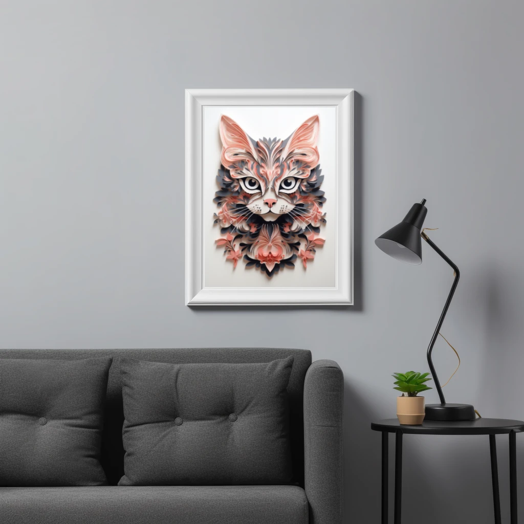 3D kat gemaakt van papier poster