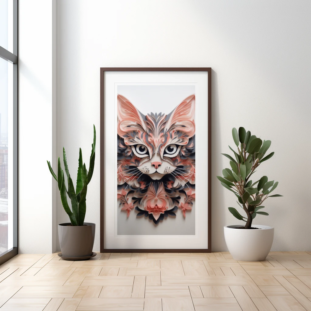 3D kat gemaakt van papier poster