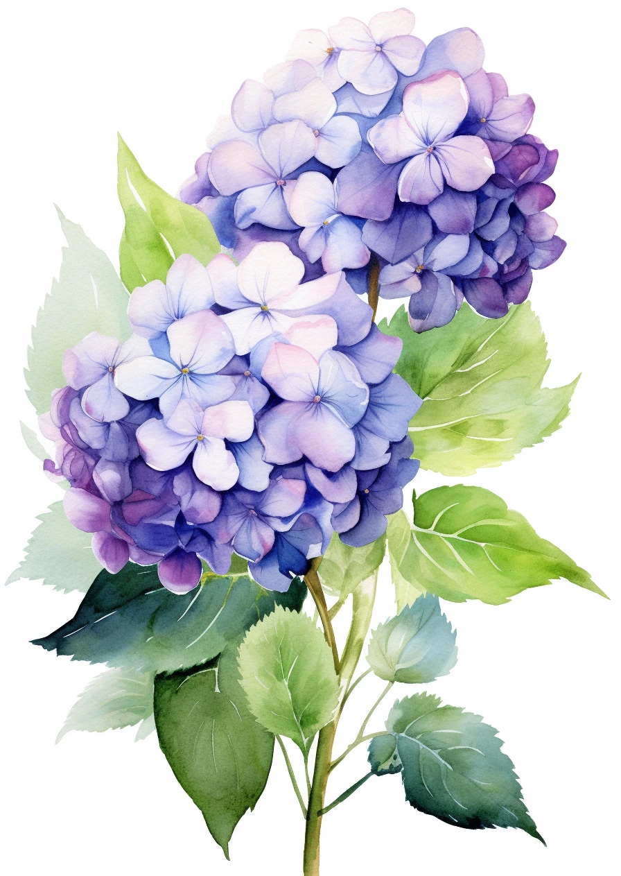 Hortensia waterverf poster