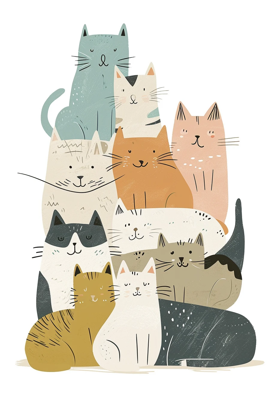 Lieve familie van katten poster